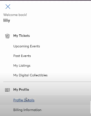 Ticketmaster Profile setting